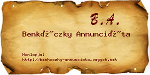 Benkóczky Annunciáta névjegykártya